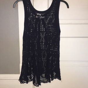 Woven knit navy tank